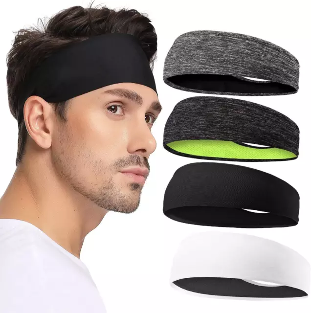 H HOME-MART Sports Headband(Pack of 4) for Men & Women,Sweat Band & Sports He...