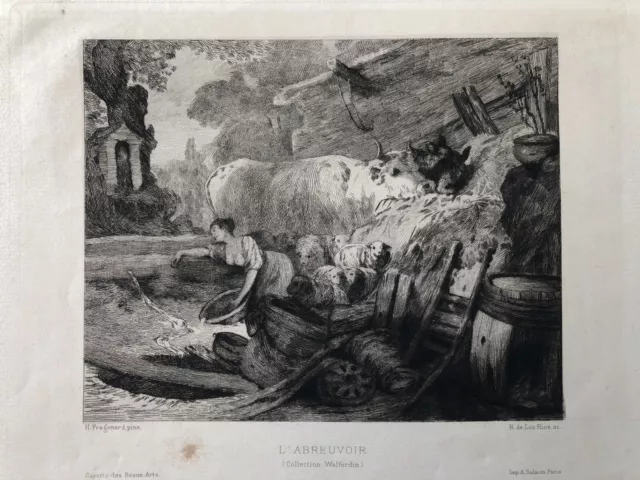 19° engraving L'ABRUVOIR after FRAGONARD Ricardo DE LOS RIOS Gazette Beaux-Arts