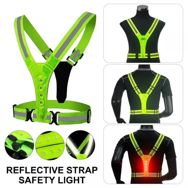 High Visibility LED Reflective Running Vest Ultralight For Night Walking Cycling