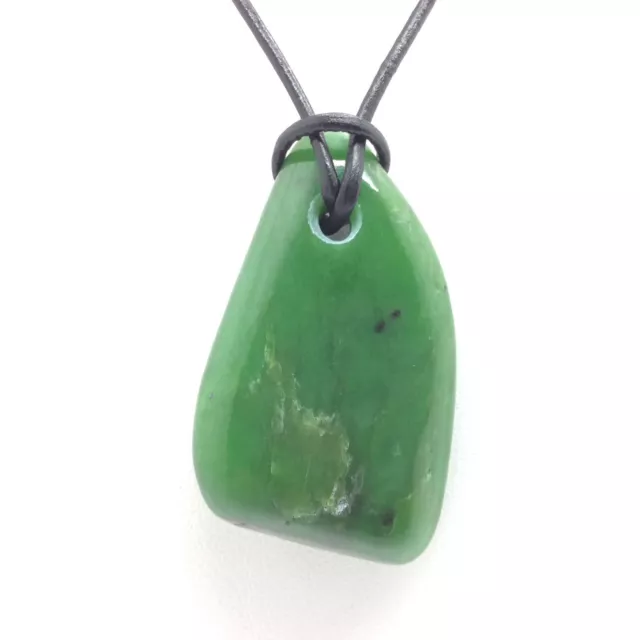 Siberian Jade Pebble Pendant Green Nephrite Jade Stone Necklace Siberia #42