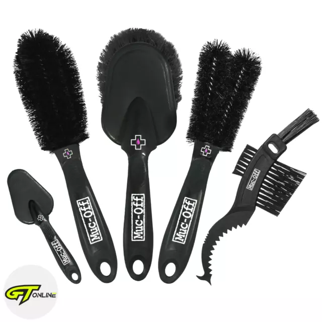 Muc-Off 5 Piece Brush Set Cleaning Brushes Motorcycle Motorbike MX ATV Black 206