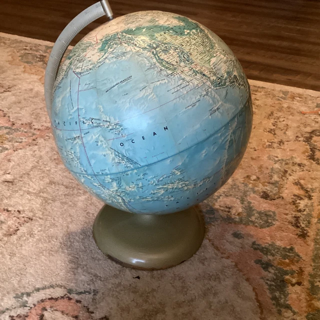 VINTAGE 12’ RAND McNally World Portrait Globe Raised Topography 1970’s