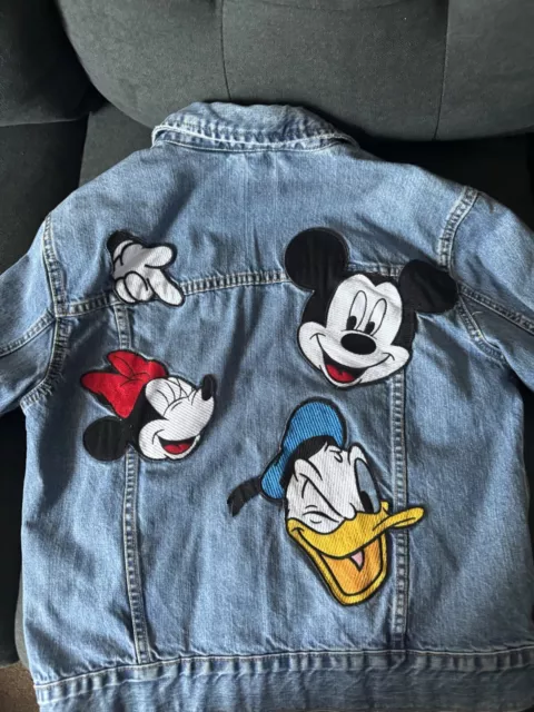 Zara Disney Medium Denim Jacket Mickey Mouse Minnie Mouse Donald Duck