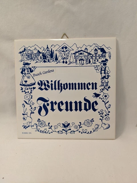 Royal Mosa Holland Ceramic Tile Delft WILKOMMEN FREUNDE German Welcome Friend