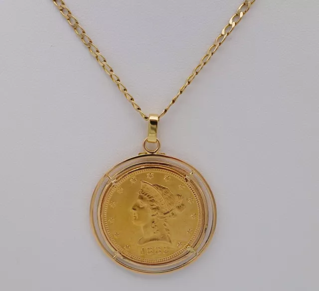 Anhänger Münze Vereinigte Staaten Liberty Head in 900/- Gelbgold Einfassung 750