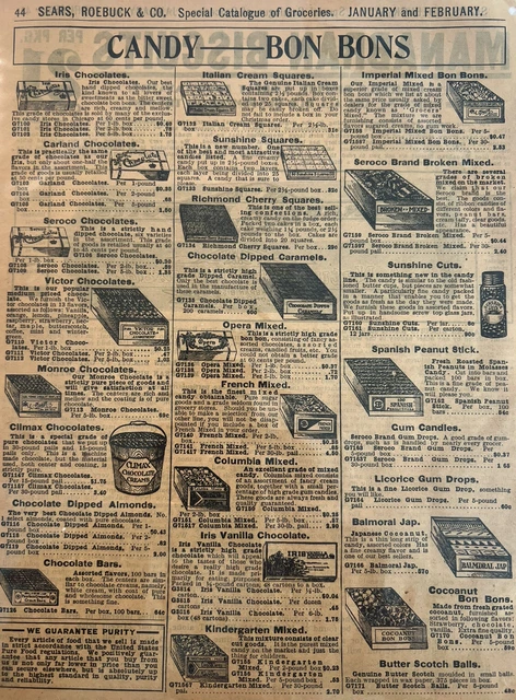 Vintage Candy & Bonbons￼￼ ￼Print Ad From 1907 Sears Catalog