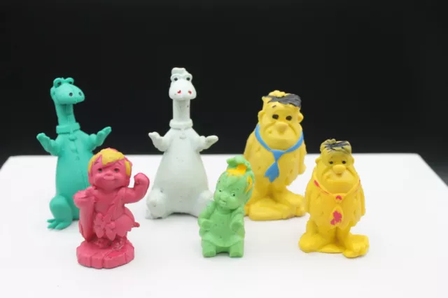 Flintstones  Hanna Barbera Rubber Eraser Vintage Figures 6 Piece 1060's 1970's ?