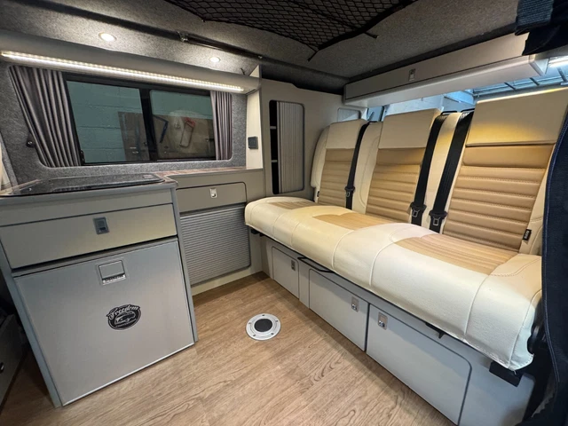VW TRANSPORTER SWB camper interior, RIB Bed, Evo Furniture, Fridge, hob ...
