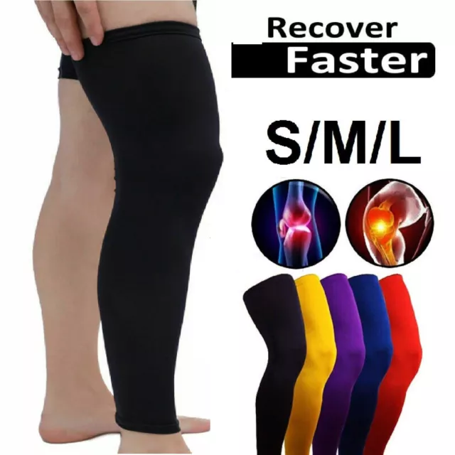 Compression Leg Sleeve with Knee Support 1 Pair Non-Slip Guard Protection Brace