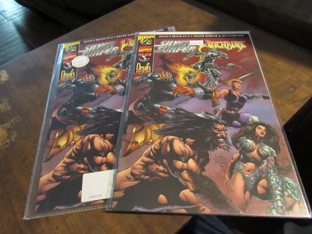 Lot of 2 Silver Surfer Witchblade Wizard 1/2 Mail Away IN Comic Book with COA
