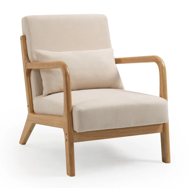 Mid-Century Modern Accent Sofa Leisure Chair with Solid Wood Armrest and Feet