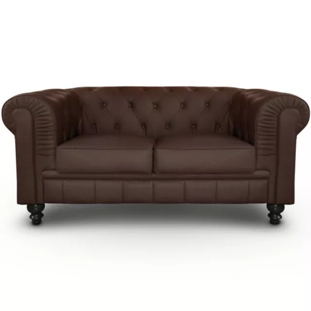 Paris Prix - Canapé 2 Places "chesterfield" 157cm Marron