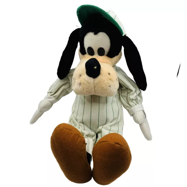 Vintage Disneyland Disney Green Baseball Goofy Plush Stuffed Toy  16” Tall
