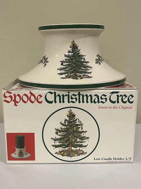 SPODE CHRISTMAS TREE Spode Holds 5” Round Candle Holder - 9” Base - 4 1/2 “ Tall