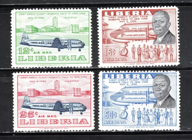 Liberia Stamp Scott #C107-C110, Air Mail, MLH, SCV$2.65