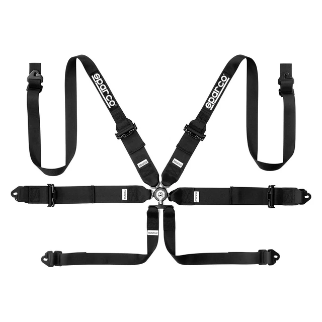 Sparco 6-Point Steel Shoulder FIA Racing Harness Set - Black - 04818RH1NR
