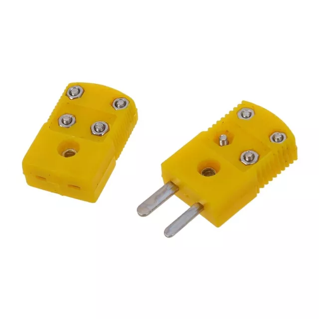 Yellow Plastic Shell K Type Thermocouple Plug Socket Connector Set I7M5