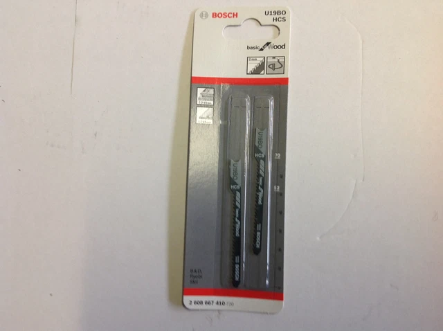Bosch Jigsaw blade U19BO HCS 2 x blades Universal shank (U shank) Wood