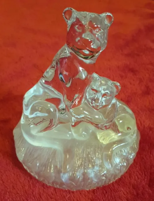Vintage Crystal RCR Glass Bear And Cub Figurine Ornament