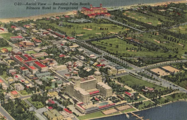 Palm Beach Florida, Aerial View Palm Beach Biltmore Hotel, Vintage Postcard