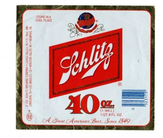 USA - Vintage Beer Label - Jos. Schlitz Brewing Company, Lehigh Valley - Schlitz