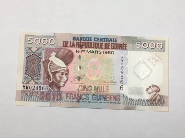 Billete Banco Centrale Del República De Guinea 5000 Francos 2010 (9-32/ A0-1/ 6)