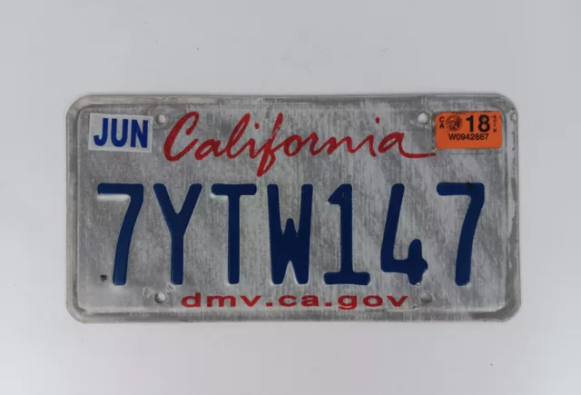 California License Plate 7YTW147   2018 Tag