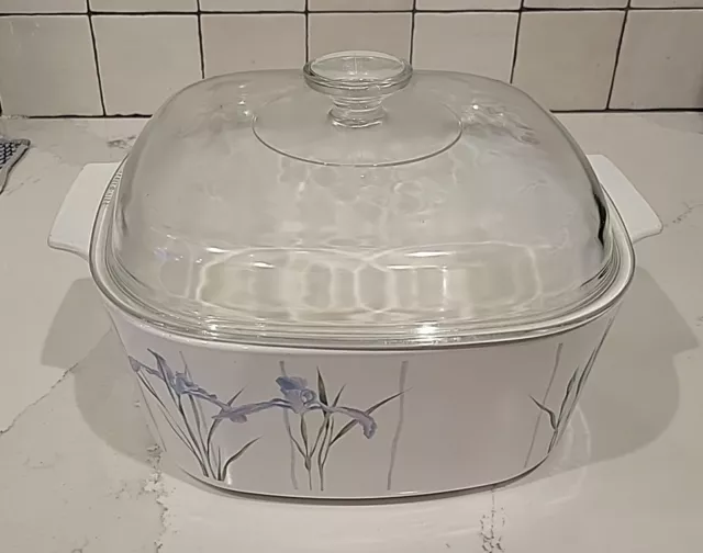 Corning Ware A-5-B Shadow Iris 5 Liter Casserole Dish w/ Pyrex Glass A12C Lid