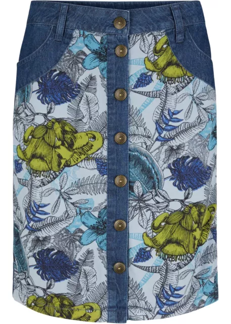 Jeansrock Gr. 36 Blue Stone Weiß Bedruckt Damen-Rock Freizeitrock Mini-Skirt Neu