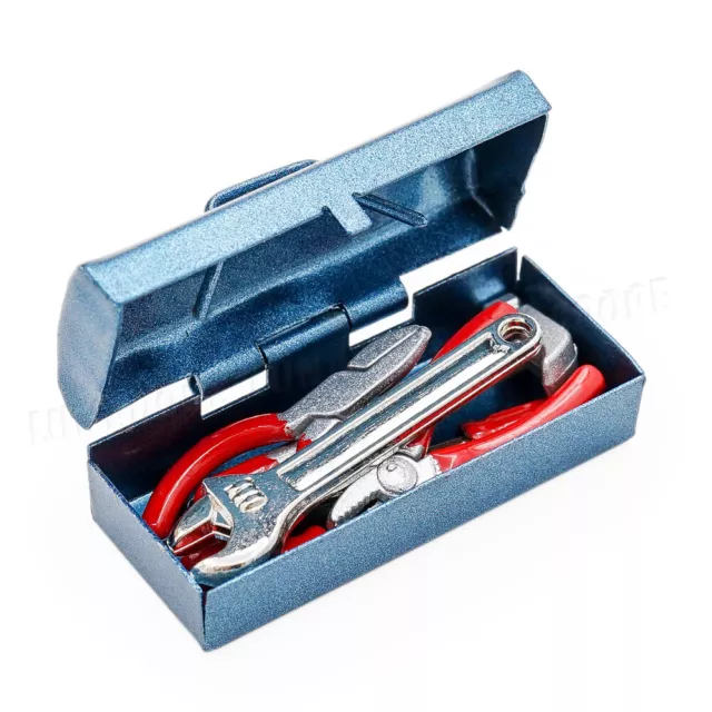7PC Dollhouse Miniature 1:12 Scale Toolbox Metal Tools Kit Wrench Accessories