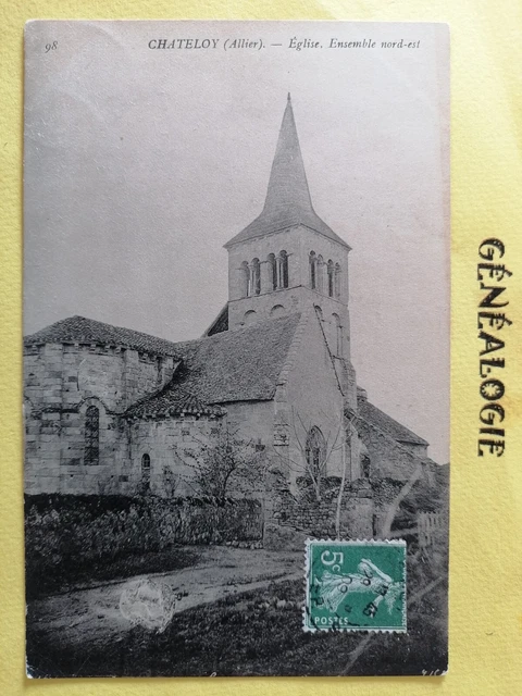 Carte Postale Ancienne 1900 CHATELOY Allier EGLISE De RAMOND à Mlle J.  DANGON