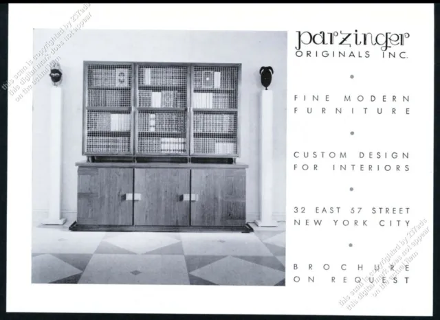 1963 Tommi Parzinger modern bookcase cabinet photo vintage print ad