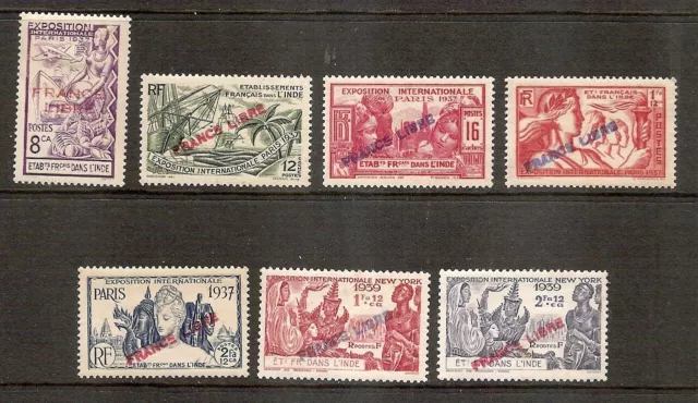 French Indian Settlements - 1941 'France Libre' overprint Issues - Mounted Mint