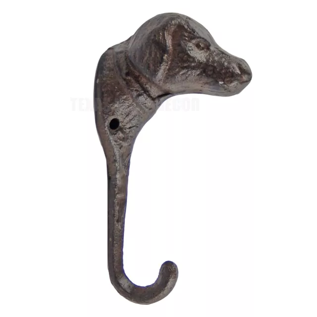 Dog Head Wall Hook Cast Iron Key Towel Coat Leash Hanger Antique Rustic Brown 2