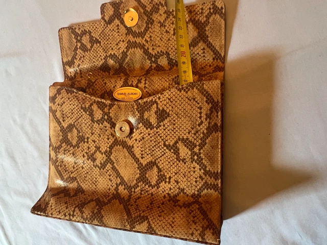 Sac à Main Charles Jourdan - Simili Python Jaune, Porté Main Ou épaule - Occasion, Style Vintage