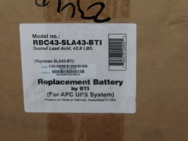 BTI RBC43-SLA43-BTI Replacement Battery for APC - UPS Battery