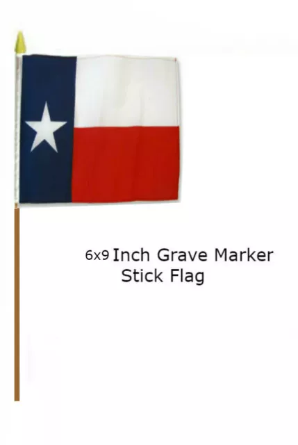 6x9 15.2cmx22.9cm Estado De Texas Solitario Estrella Tumba Marcador Palo Bandera