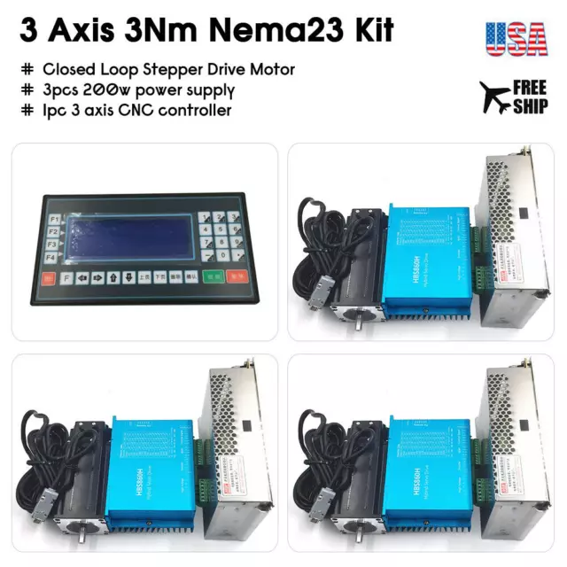 3Axis 3Nm Closed Loop Stepper Nema23 Motor DSP Drive&Power Supply&CNC Contoller