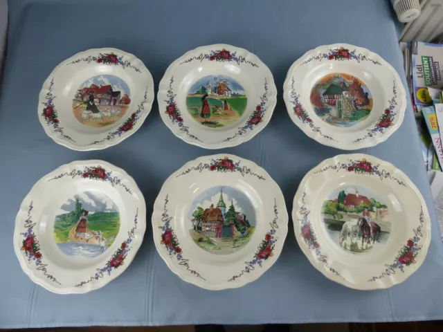 SARREGUEMINES Obernai Loux lot de 6 assiettes à soupes différentes 23 cm A