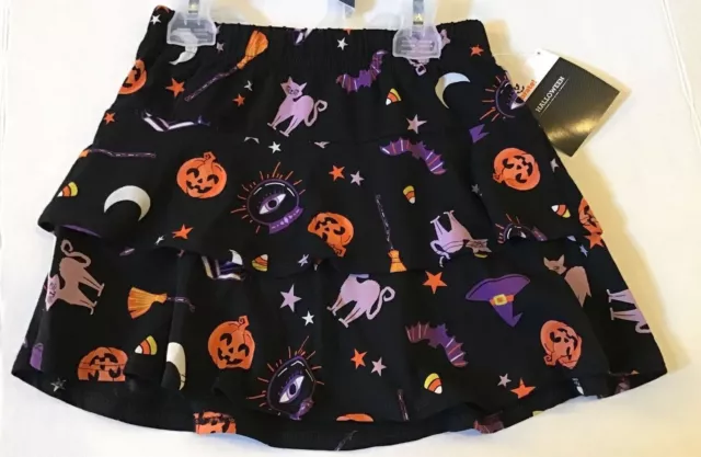 Halloween Girls XS 4-5, S 6-6X, M 7-8 L 10-12 XL 14-16 XXL 18 Black Tiered Skirt