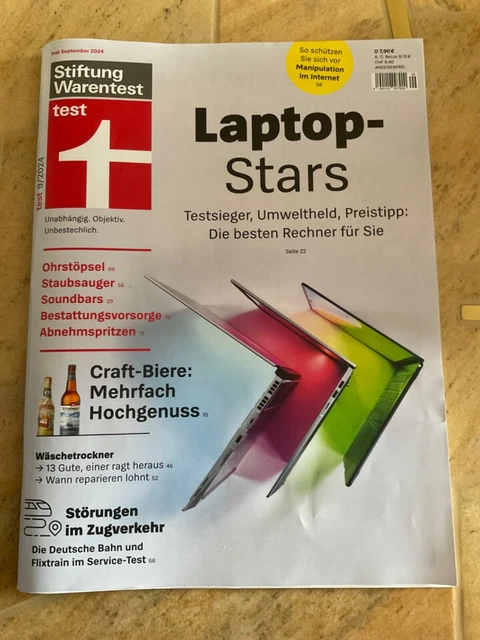 ZEITSCHRIFT STIFTUNG WARENTEST 09/2024 LaptopStars / Störungen