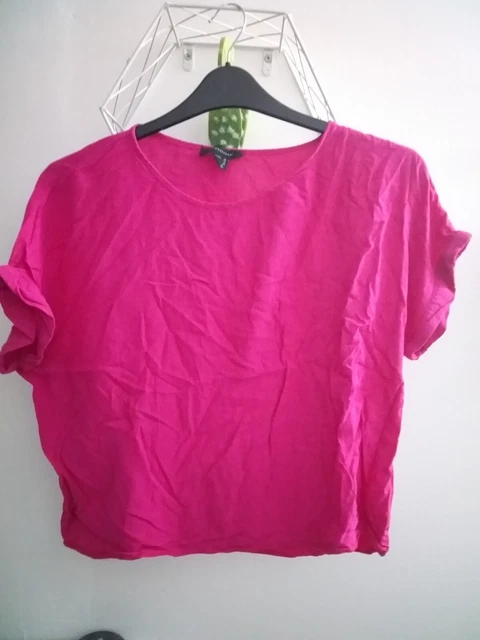 T-shirt Tricoté Vintage Atmosphere/Primark Bleu Pâle - Taille 12 Femme, Occasion Bon état