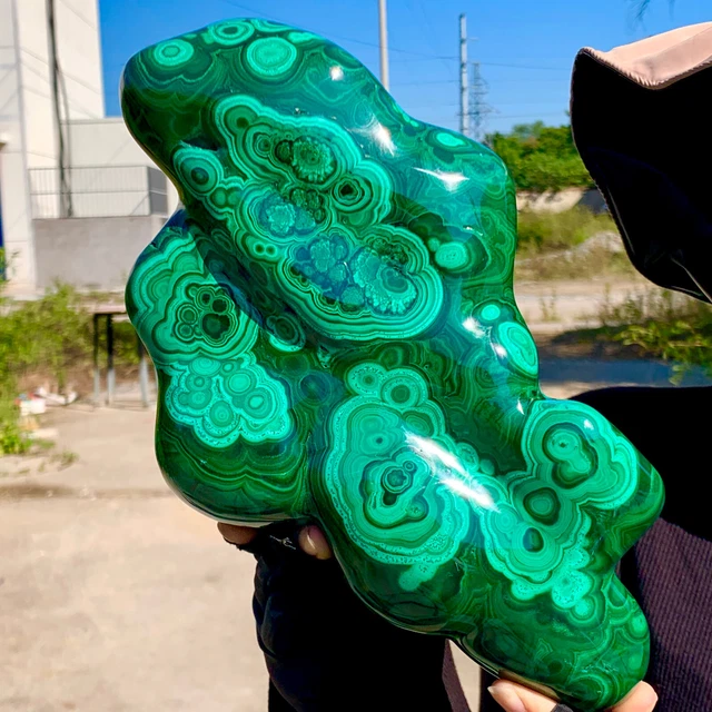 9.09LB Natural glossy Malachite transparent cluster rough mineral sample