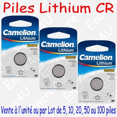 Camelion Piles/Battery boutons Lithium CR2032 3V CR2025 dispo : 1 2 5 10 20 50 ou 100 