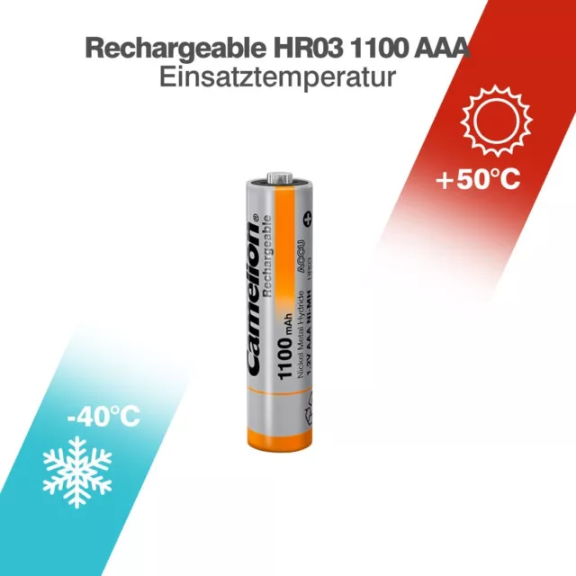 Camelion AAA Micro Akku 1100 mAh NiMH 1,2 V Accu HR03 für u.a. Telefon 3