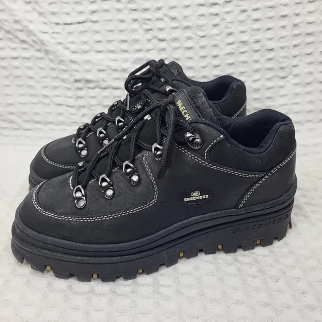 Skechers Jammers Vintage Y2K Chunky Platform Womens Shoes Size 9.5 Black Leather
