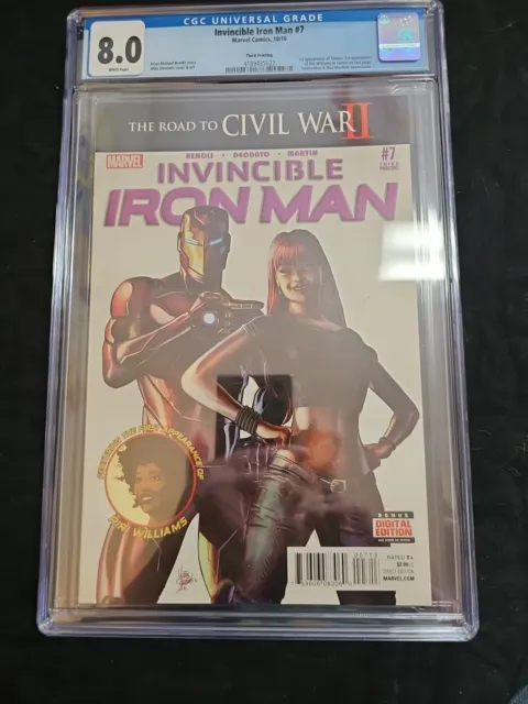 Invincible Iron Man #7 3rd Print ⋅ CGC 8.0 1st Riri Williams Cameo & Cover 🔑