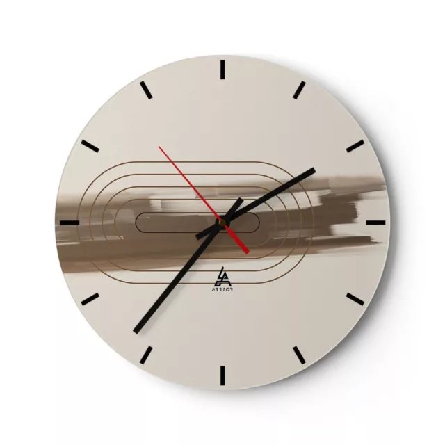 Horloge murale en verre 40x40cm Silencieuse Abstraction Ovale Marron Wall Clock
