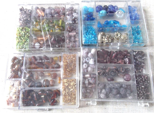 Lot De 4 Boîtes De Perles De Verre Artisanales - 170g Chacune - Super Promo - Origine Inde