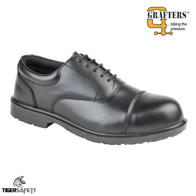 Grafters M9775A Uniform Black Composite Toe Cap Metal Free Oxford Safety Shoes